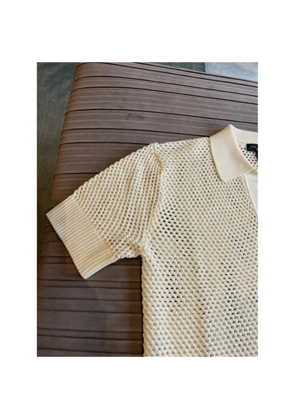 rag & bone Ivory Open Knit Polo Top - Picture 7 of 7